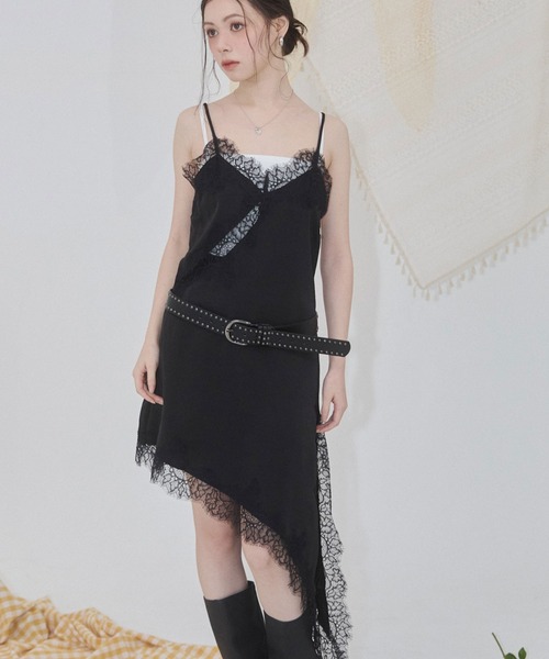 ENVYM（アンビー）の「サテンレースアシメワンピース（ワンピース・レディース・ブラック/ブラウン/ホワイト・FREE）」の17枚目の写真