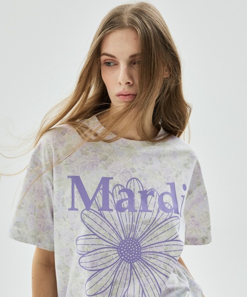 Mardi Mercredi(マルディメクルディ)の「TSHIRT FLEUR FLOWERMARDI / Tシャツ フルール フラワーマルディ(Tシャツ/カットソー・レディース・ピンクベージュ/ベージュ/パープル/ブルーグレー・FREE)」の3枚目の写真