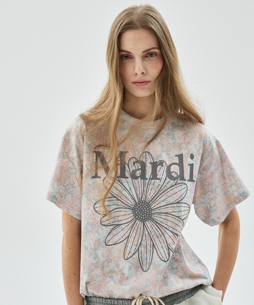 Mardi Mercredi(マルディメクルディ)の「TSHIRT FLEUR FLOWERMARDI / Tシャツ フルール フラワーマルディ(Tシャツ/カットソー・レディース・ピンクベージュ/ベージュ/パープル/ブルーグレー・FREE)」の15枚目の写真