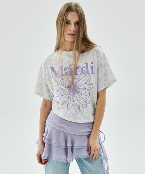 Mardi Mercredi(マルディメクルディ)の「TSHIRT FLEUR FLOWERMARDI / Tシャツ フルール フラワーマルディ(Tシャツ/カットソー・レディース・ピンクベージュ/ベージュ/パープル/ブルーグレー・FREE)」の11枚目の写真