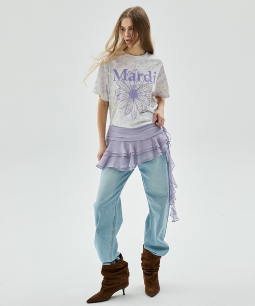 Mardi Mercredi(マルディメクルディ)の「TSHIRT FLEUR FLOWERMARDI / Tシャツ フルール フラワーマルディ(Tシャツ/カットソー・レディース・ピンクベージュ/ベージュ/パープル/ブルーグレー・FREE)」の13枚目の写真
