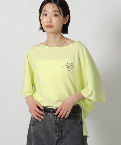 LAKOLE（ラコレ）の「スラブアソートロゴT / 671506（Tシャツ/カットソー・レディース・杢グレー/チャコール/イエロー・FREE）」の3枚目の写真