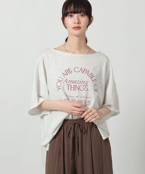 LAKOLE（ラコレ）の「スラブアソートロゴT / 671506（Tシャツ/カットソー・レディース・杢グレー/チャコール/イエロー・FREE）」の7枚目の写真