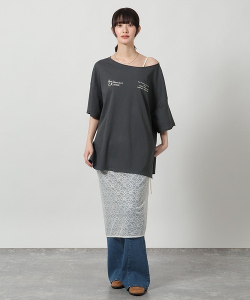 LAKOLE（ラコレ）の「スラブアソートロゴT / 671506（Tシャツ/カットソー・レディース・杢グレー/チャコール/イエロー・FREE）」の10枚目の写真