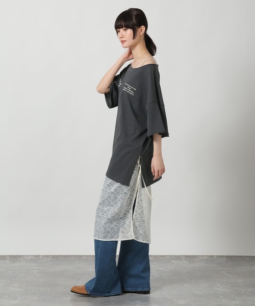 LAKOLE（ラコレ）の「スラブアソートロゴT / 671506（Tシャツ/カットソー・レディース・杢グレー/チャコール/イエロー・FREE）」の11枚目の写真