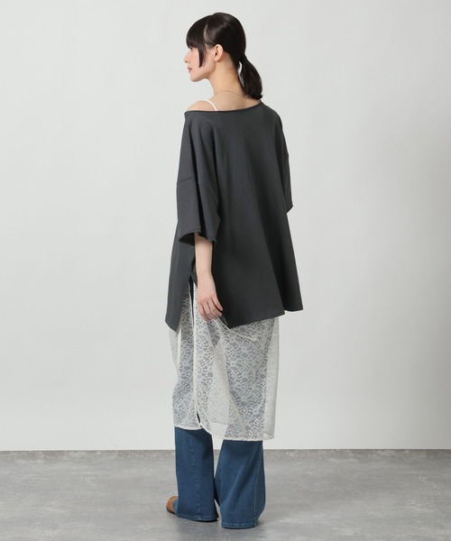 LAKOLE（ラコレ）の「スラブアソートロゴT / 671506（Tシャツ/カットソー・レディース・杢グレー/チャコール/イエロー・FREE）」の12枚目の写真