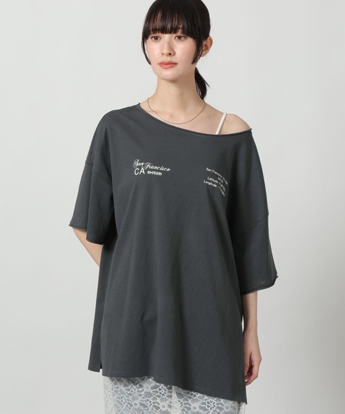 LAKOLE（ラコレ）の「スラブアソートロゴT / 671506（Tシャツ/カットソー・レディース・杢グレー/チャコール/イエロー・FREE）」の13枚目の写真