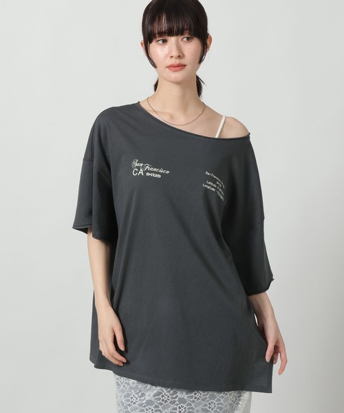 LAKOLE（ラコレ）の「スラブアソートロゴT / 671506（Tシャツ/カットソー・レディース・杢グレー/チャコール/イエロー・FREE）」の14枚目の写真