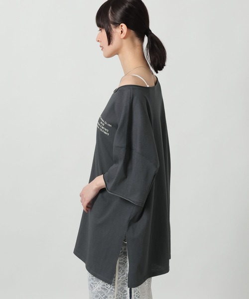 LAKOLE（ラコレ）の「スラブアソートロゴT / 671506（Tシャツ/カットソー・レディース・杢グレー/チャコール/イエロー・FREE）」の15枚目の写真