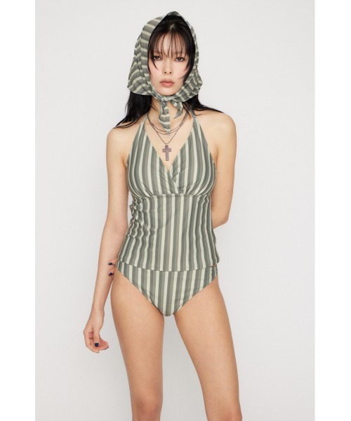 LAGUA GEM(ラグアジェム)の「STRIPE SET タンキニ(水着・レディース・ブラック/グレー・FREE)」の1枚目の写真