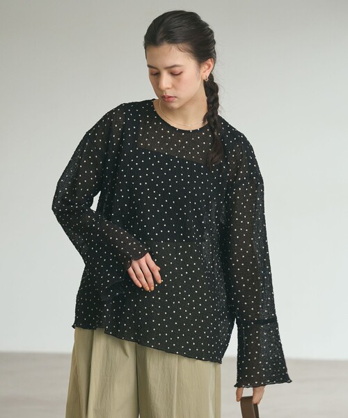 BEAUTY&YOUTH UNITED ARROWS（ビューティーアンドユースユナイテッドアローズ）の「ポリエステル ドット シアー ブラウス ウォッシャブル（シャツ/ブラウス・レディース・ダークブラウン/ブラック/オフホワイト・FREE）」の8枚目の写真