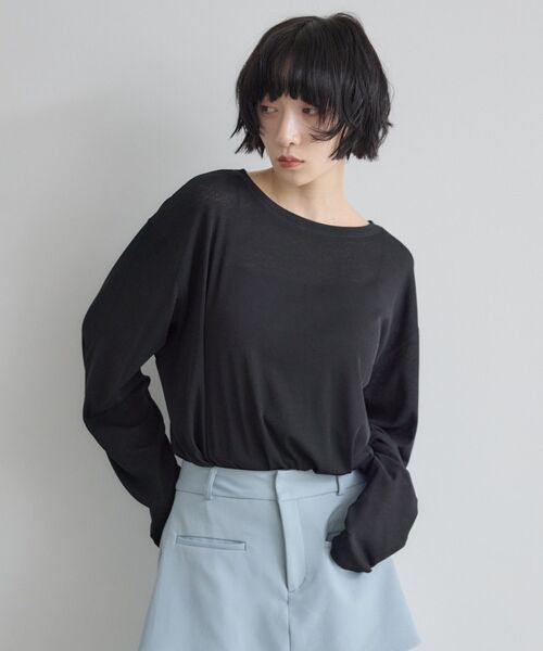 kivi(キヴィ)の「シアーオーバーT(Tシャツ/カットソー・レディース・ライトグリーン/ブラック/オフホワイト・FREE)」の2枚目の写真