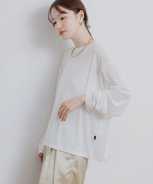 kivi(キヴィ)の「シアーオーバーT(Tシャツ/カットソー・レディース・ライトグリーン/ブラック/オフホワイト・FREE)」の4枚目の写真