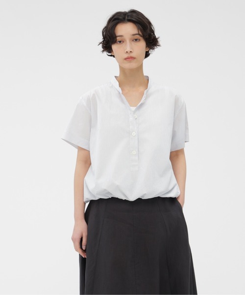 MARGARET HOWELL（マーガレットハウエル）の「YARN DYED COTTON POPLIN（シャツ/ブラウス・レディース・ブルー/ライトブルー・2/1）」の2枚目の写真