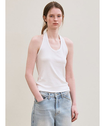 ribbed halter top (white)