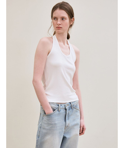 le（ル）の「ribbed halter top (white)（Tシャツ/カットソー・レディース・その他・FREE）」の2枚目の写真