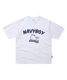 ネイビーボーイ 半袖Tシャツ-ホワイトメランジ