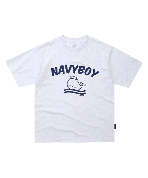PAPERBOY(ペーパーボーイ)の「ネイビーボーイ 半袖Tシャツ-ホワイトメランジ(Tシャツ/カットソー・レディース・その他・SMALL/MEDIUM/LARGE/X-LARGE)」の1枚目の写真