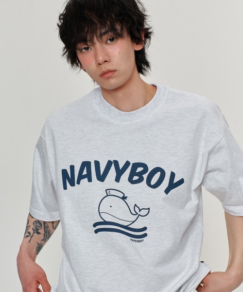 PAPERBOY(ペーパーボーイ)の「ネイビーボーイ 半袖Tシャツ-ホワイトメランジ(Tシャツ/カットソー・レディース・その他・SMALL/MEDIUM/LARGE/X-LARGE)」の3枚目の写真