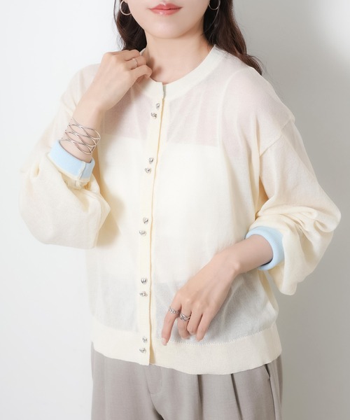 Riberry(リベリー)の「【接触冷感】ハートボタン配色シアーカーディガン(カーディガン/ボレロ・レディース・アイボリー/ブラック/グレー/イエロー・FREE)」の16枚目の写真