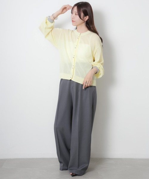 Riberry(リベリー)の「【接触冷感】ハートボタン配色シアーカーディガン(カーディガン/ボレロ・レディース・アイボリー/ブラック/グレー/イエロー・FREE)」の13枚目の写真