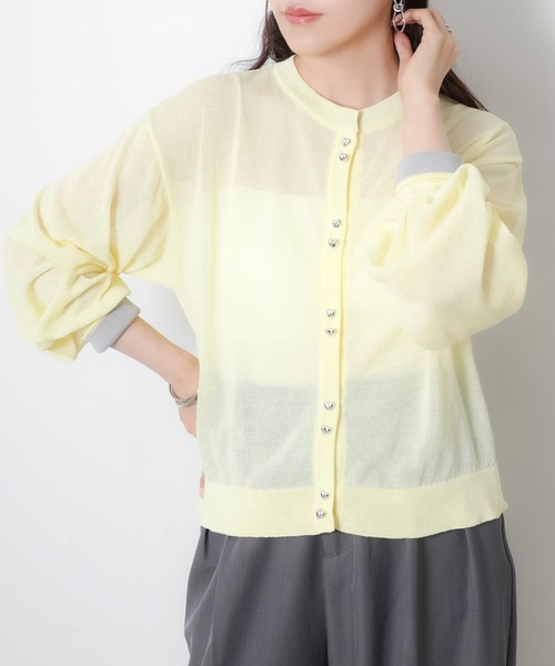 Riberry(リベリー)の「【接触冷感】ハートボタン配色シアーカーディガン(カーディガン/ボレロ・レディース・アイボリー/ブラック/グレー/イエロー・FREE)」の12枚目の写真