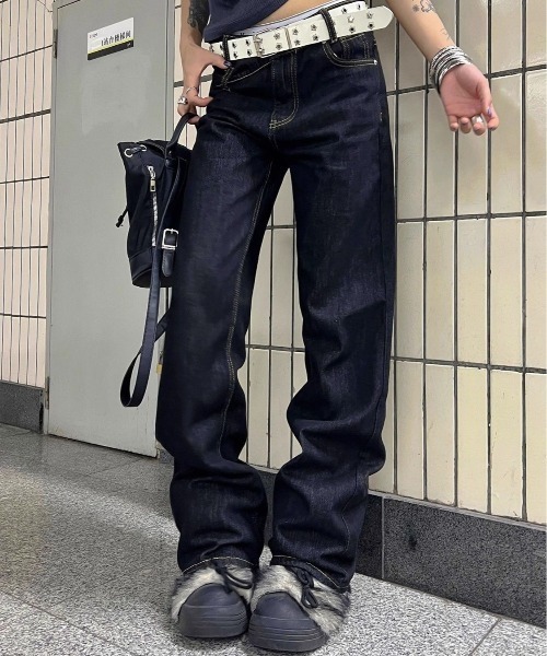 UP START（アップスタート）の「【LAMPOON】スイッチングウエストデニムパンツ（デニムパンツ・レディース・ネイビー・LARGE/MEDIUM/SMALL）」の10枚目の写真