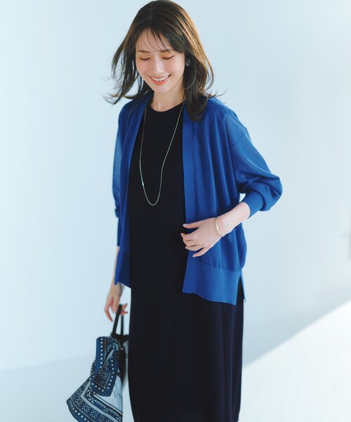 23区(ニジュウサンク)の「ストレッチジョーゼット スリーブレス ワンピース(ドレス・レディース・ダークブラウン系/ライトグリーン系/ネイビー系・38)」の5枚目の写真