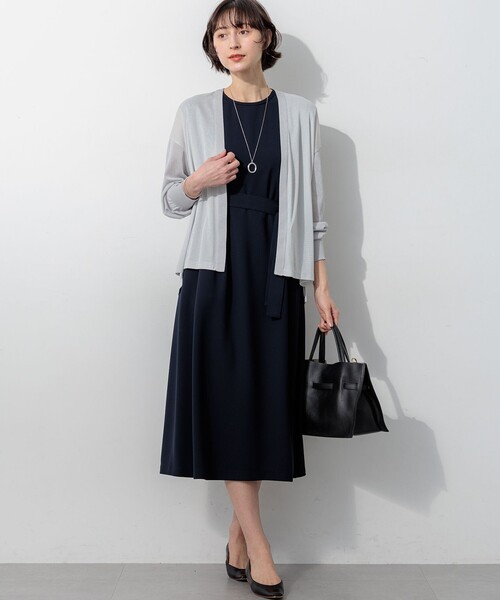 23区(ニジュウサンク)の「ストレッチジョーゼット スリーブレス ワンピース(ドレス・レディース・ダークブラウン系/ライトグリーン系/ネイビー系・38)」の8枚目の写真