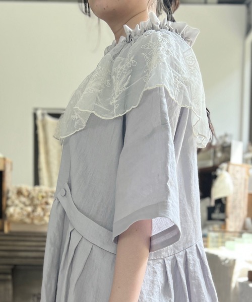 m.soeur(エムスール)の「スズランチュールのつけ襟(付け襟・レディース・グレー/ピンク・FREE)」の8枚目の写真