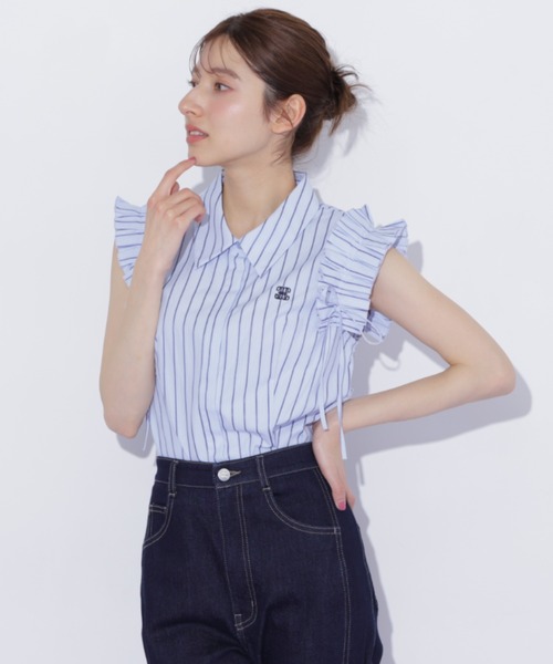 JILL by JILL STUART（ジルバイジルスチュアート）の「ショルダーフリルブラウス（シャツ/ブラウス・レディース・ピンク系その他/ホワイト/ブルー系その他・FREE）」の4枚目の写真