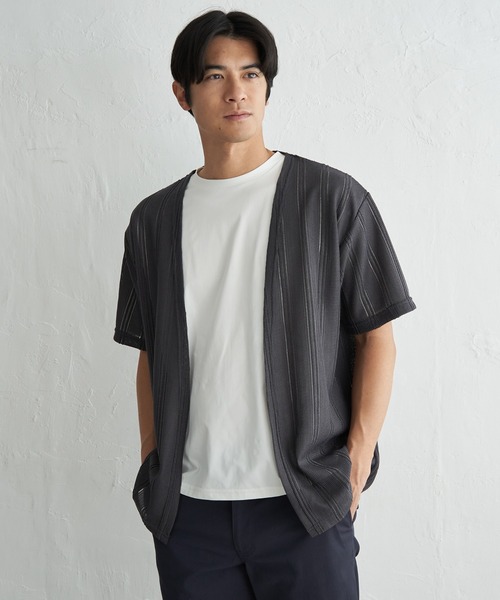 ikka(イッカ)の「【接触冷感/吸水速乾】ラッセルカーディガン冷感インナーセット【2点セット】(カーディガン/ボレロ・メンズ・グレー/ベージュ/ネイビー・XL/L/M/S)」の1枚目の写真