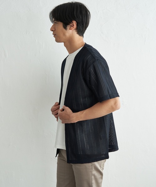 ikka(イッカ)の「【接触冷感/吸水速乾】ラッセルカーディガン冷感インナーセット【2点セット】(カーディガン/ボレロ・メンズ・グレー/ベージュ/ネイビー・XL/L/M/S)」の10枚目の写真