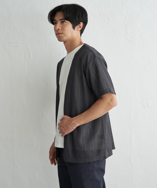 ikka(イッカ)の「【接触冷感/吸水速乾】ラッセルカーディガン冷感インナーセット【2点セット】(カーディガン/ボレロ・メンズ・グレー/ベージュ/ネイビー・XL/L/M/S)」の4枚目の写真