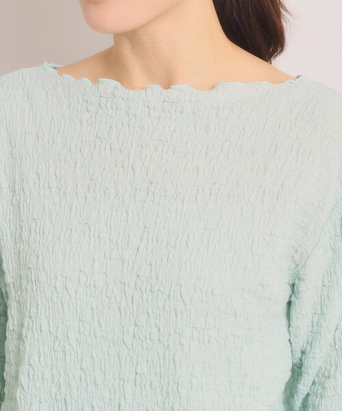 ITS'DEMO(イッツデモ)の「【手洗い可】シャーリング5分袖プルオーバー(Tシャツ/カットソー・レディース・オフホワイト/サックスブルー/ライトイエロー系・00)」の19枚目の写真