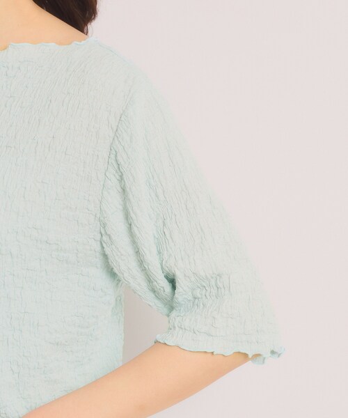 ITS'DEMO(イッツデモ)の「【手洗い可】シャーリング5分袖プルオーバー(Tシャツ/カットソー・レディース・オフホワイト/サックスブルー/ライトイエロー系・00)」の20枚目の写真