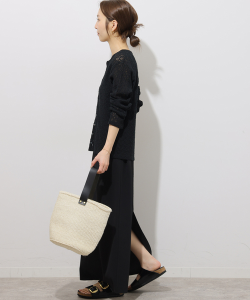 JOURNAL STANDARD relume(ジャーナルスタンダード レリューム)の「ストレッチラッセルレースクルーネックカーディガン(カーディガン/ボレロ・レディース・ブラック/サックスブルー・FREE)」の4枚目の写真