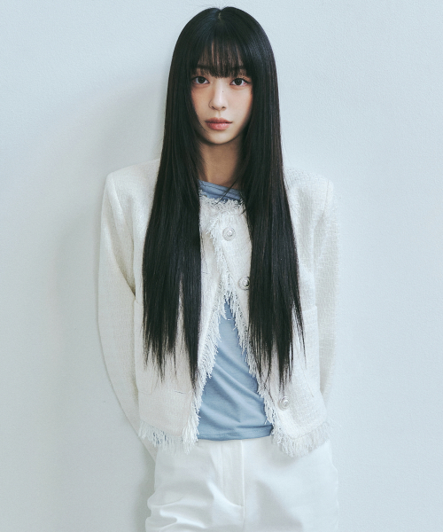 NICK&NICOLE(ニックアンドニコール)の「FRINGE TRIMMING TWEED JACKET_WHITE(テーラードジャケット・レディース・その他・FREE)」の1枚目の写真