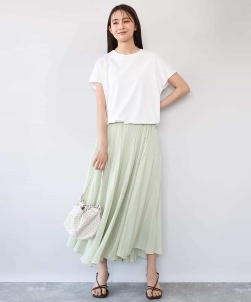 MK MICHEL KLEIN（エムケーミッシェルクラン）の「[洗える]カラミ織シアープリーツスカート（スカート・レディース・ブラウン/ライトグリーン・38）」の9枚目の写真