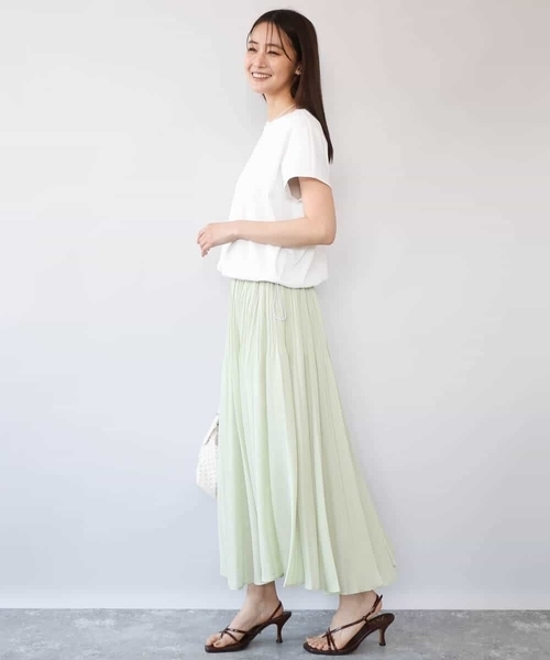 MK MICHEL KLEIN（エムケーミッシェルクラン）の「[洗える]カラミ織シアープリーツスカート（スカート・レディース・ブラウン/ライトグリーン・38）」の10枚目の写真
