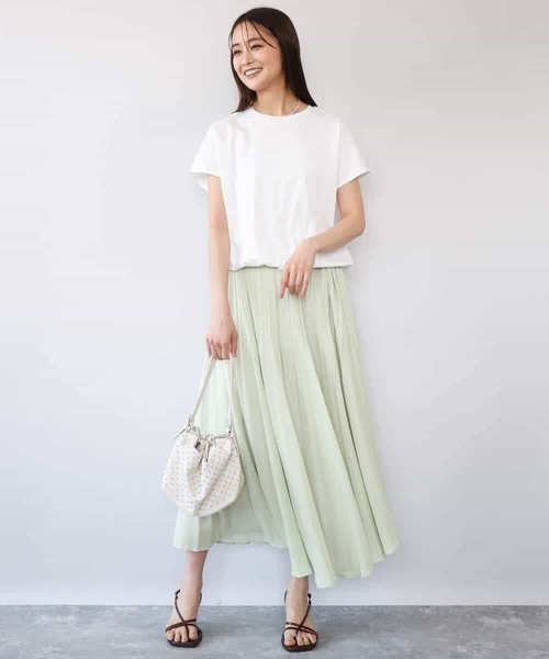MK MICHEL KLEIN（エムケーミッシェルクラン）の「[洗える]カラミ織シアープリーツスカート（スカート・レディース・ブラウン/ライトグリーン・38）」の11枚目の写真