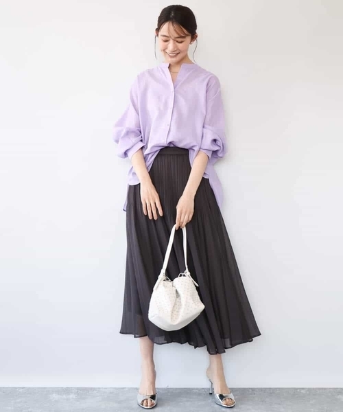 MK MICHEL KLEIN（エムケーミッシェルクラン）の「[洗える]カラミ織シアープリーツスカート（スカート・レディース・ブラウン/ライトグリーン・38）」の16枚目の写真
