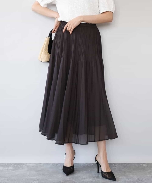 MK MICHEL KLEIN（エムケーミッシェルクラン）の「[洗える]カラミ織シアープリーツスカート（スカート・レディース・ブラウン/ライトグリーン・38）」の17枚目の写真