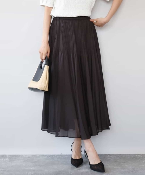 MK MICHEL KLEIN（エムケーミッシェルクラン）の「[洗える]カラミ織シアープリーツスカート（スカート・レディース・ブラウン/ライトグリーン・38）」の18枚目の写真