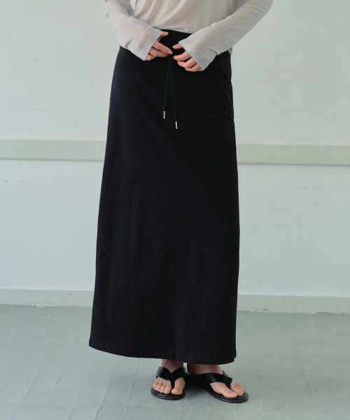 WEDNESDAYOASISFORWOMEN(ウェンズデー オアシス フォー ウーマン)の「シルケットベーシックロングスカート_BLACK(WB6SK03)(スカート・レディース・ブラック・FREE)」の1枚目の写真