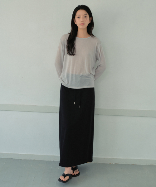WEDNESDAYOASISFORWOMEN(ウェンズデー オアシス フォー ウーマン)の「シルケットベーシックロングスカート_BLACK(WB6SK03)(スカート・レディース・ブラック・FREE)」の2枚目の写真