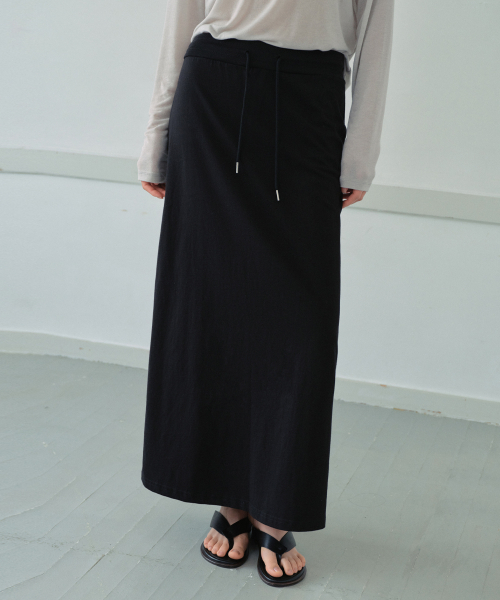 WEDNESDAYOASISFORWOMEN(ウェンズデー オアシス フォー ウーマン)の「シルケットベーシックロングスカート_BLACK(WB6SK03)(スカート・レディース・ブラック・FREE)」の3枚目の写真