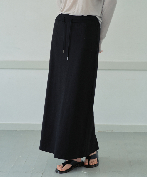 WEDNESDAYOASISFORWOMEN(ウェンズデー オアシス フォー ウーマン)の「シルケットベーシックロングスカート_BLACK(WB6SK03)(スカート・レディース・ブラック・FREE)」の4枚目の写真