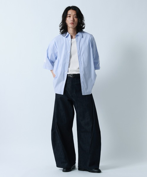 RAGEBLUE(レイジブルー)の「Switch Pattern Design Over Size Shirts/切り替えデザイン/オーバーサイズシャツ(シャツ/ブラウス・メンズ・ブルー系その他/ホワイト系その他・MEDIUM/LARGE)」の7枚目の写真