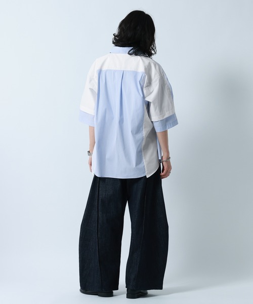 RAGEBLUE(レイジブルー)の「Switch Pattern Design Over Size Shirts/切り替えデザイン/オーバーサイズシャツ(シャツ/ブラウス・メンズ・ブルー系その他/ホワイト系その他・MEDIUM/LARGE)」の8枚目の写真